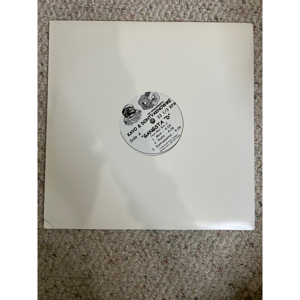 Kayo & Dontyaknowme Gangsta D Get Bac 12" Vinyl Single Bone Crusher Hip Hop